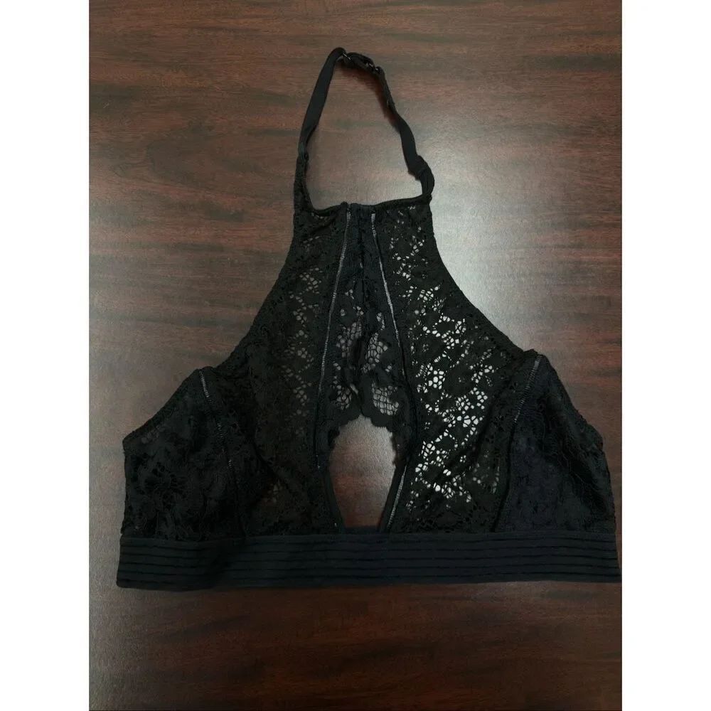 Victoria’s Secret Very Sexy Black Lace High Neck Bralette Size Small